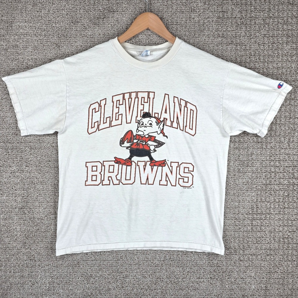 Vintage 1994 Cleveland Browns Champion T Shirt Mens Large White Brownie‎ Elf NFL